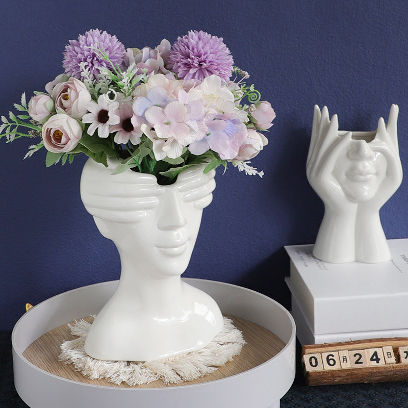 Nordic Ceramic Vase -Eye Covering Vase