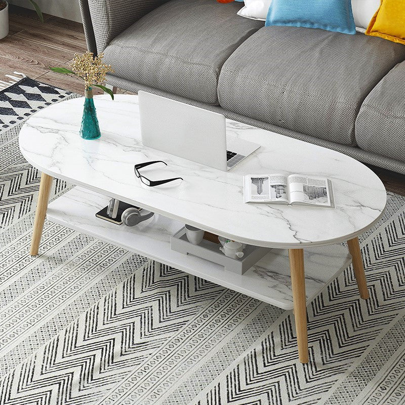 Modern Square Wooden Coffee Table with Rounded Corner