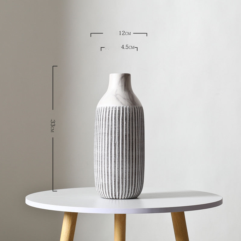 Retro Nostalgic Ceramic Vase Collection - Vertical Pattern Elegance