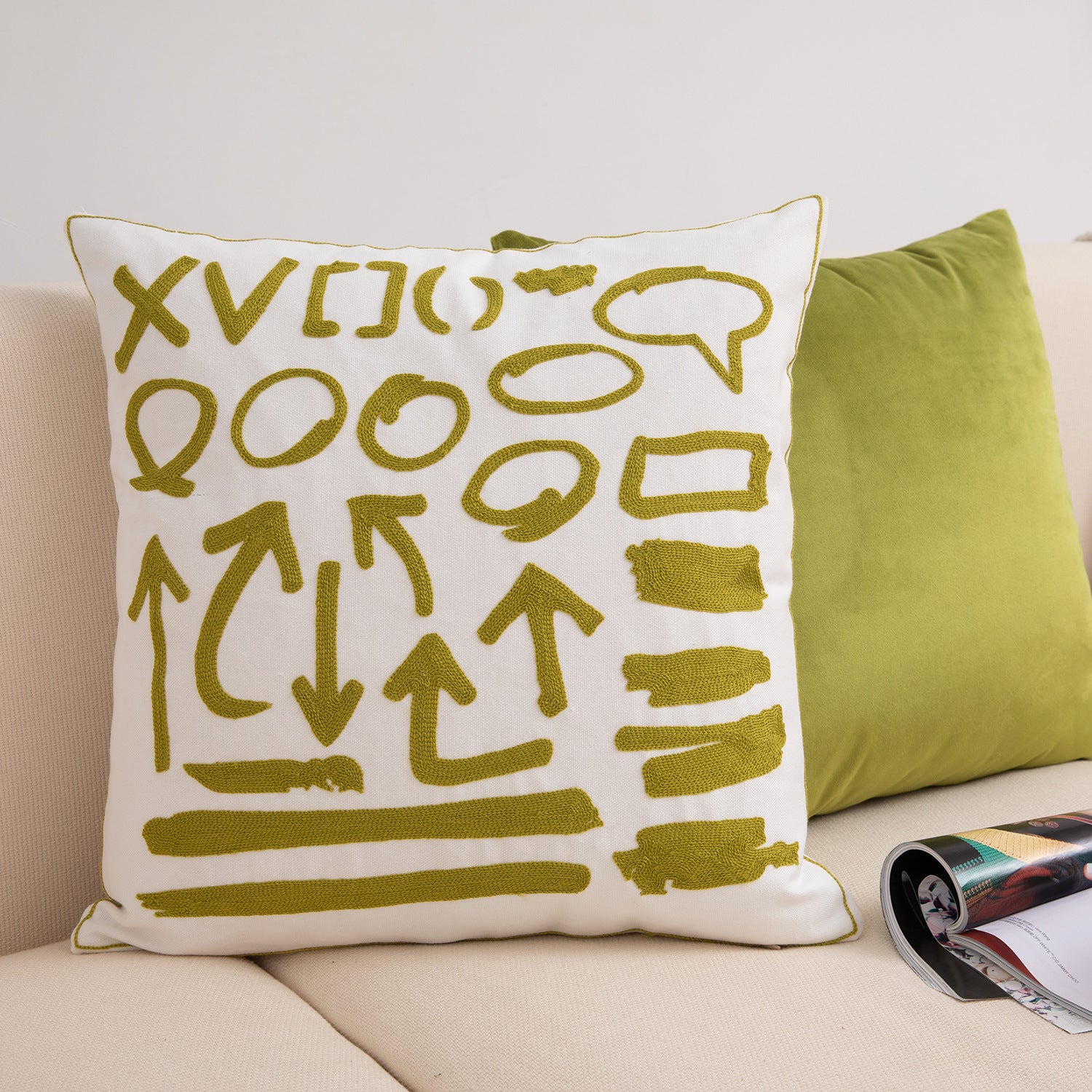 Mori Geometric Embroidery Throw Pillow Cover
