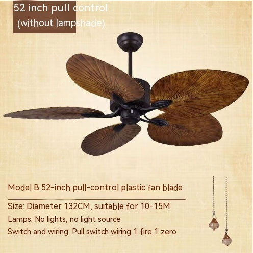Vintage Wood Blade Fan Lamp