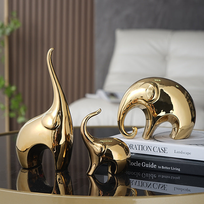 Modern Light Luxury Silver Electroplated Elephant Ornaments Soft Decoration