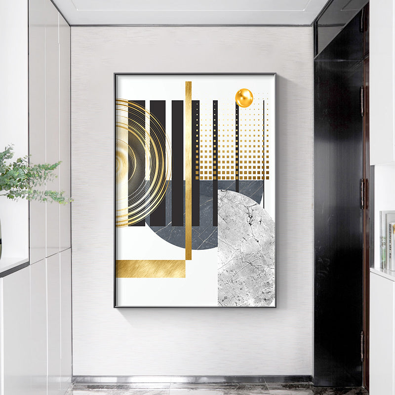 Home Decoration Golden Abstract Geometric Canvas Painting