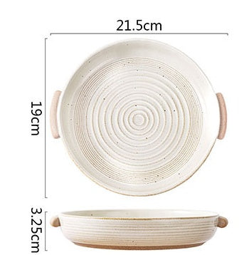Vintage Japanese Ceramic Double Ear Plate