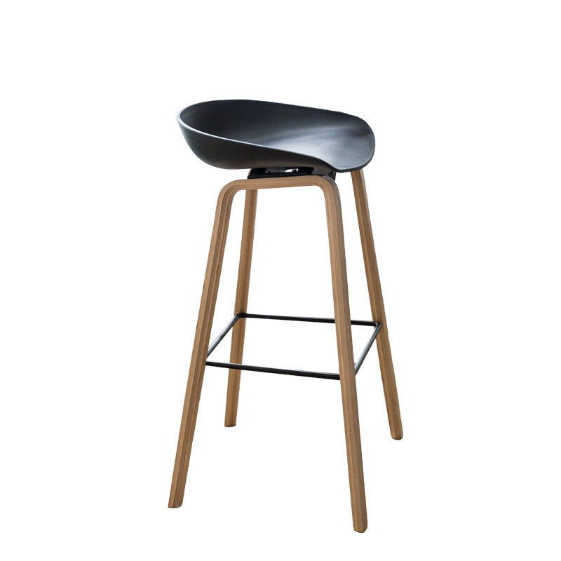 Modern Solid Wood and Plastic Bar Stool