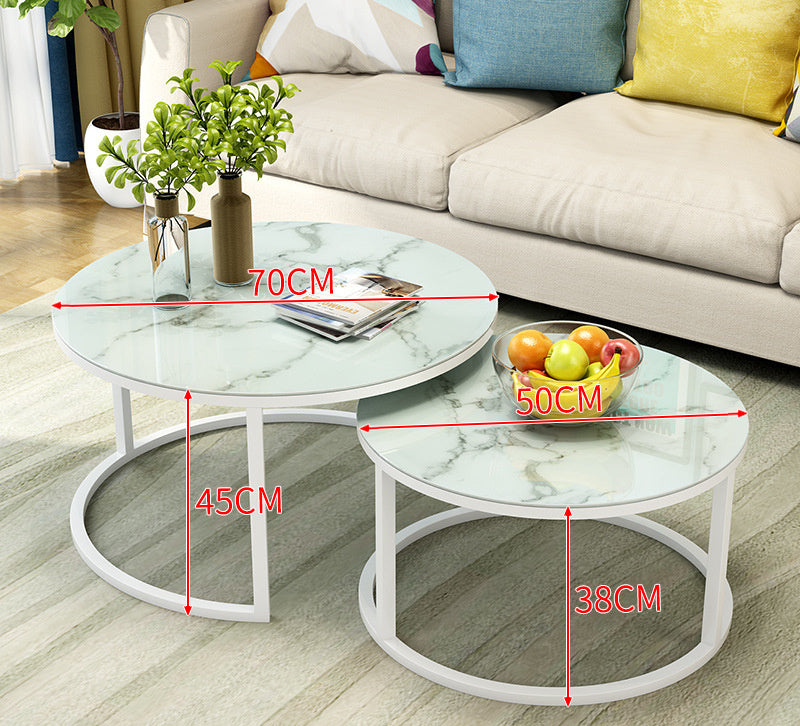 Elegant Round Coffee Table With Golden Accents