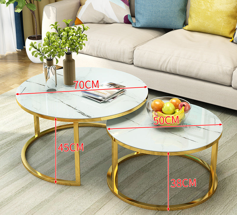 Elegant Round Coffee Table With Golden Accents