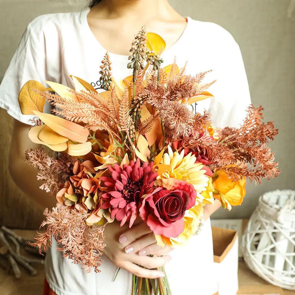 Bright Autumn Bouquet of Artificial Flowers