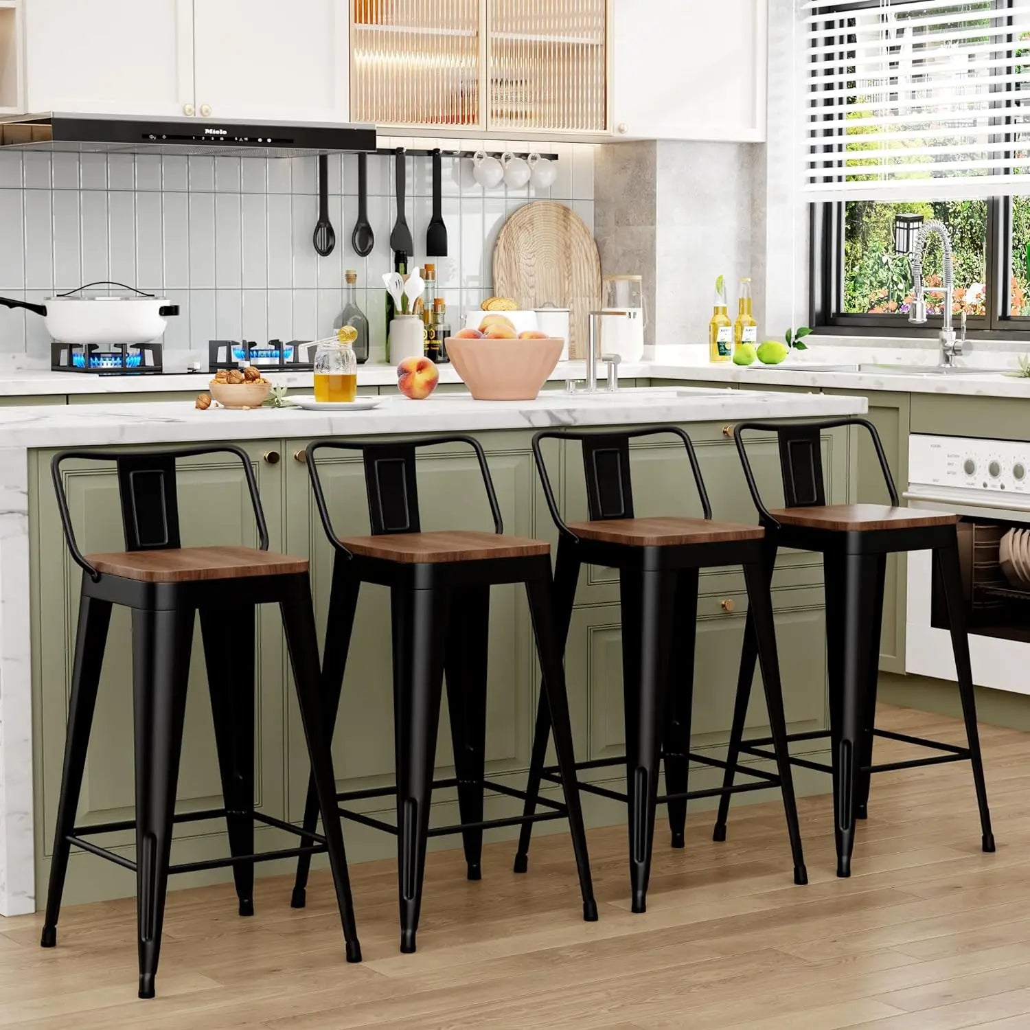 Practical Metal Bar Stools Set