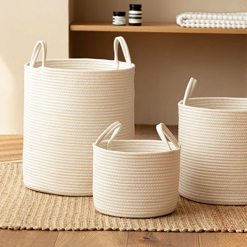 Minimalist Rope Woven Basket for Storage Sundries