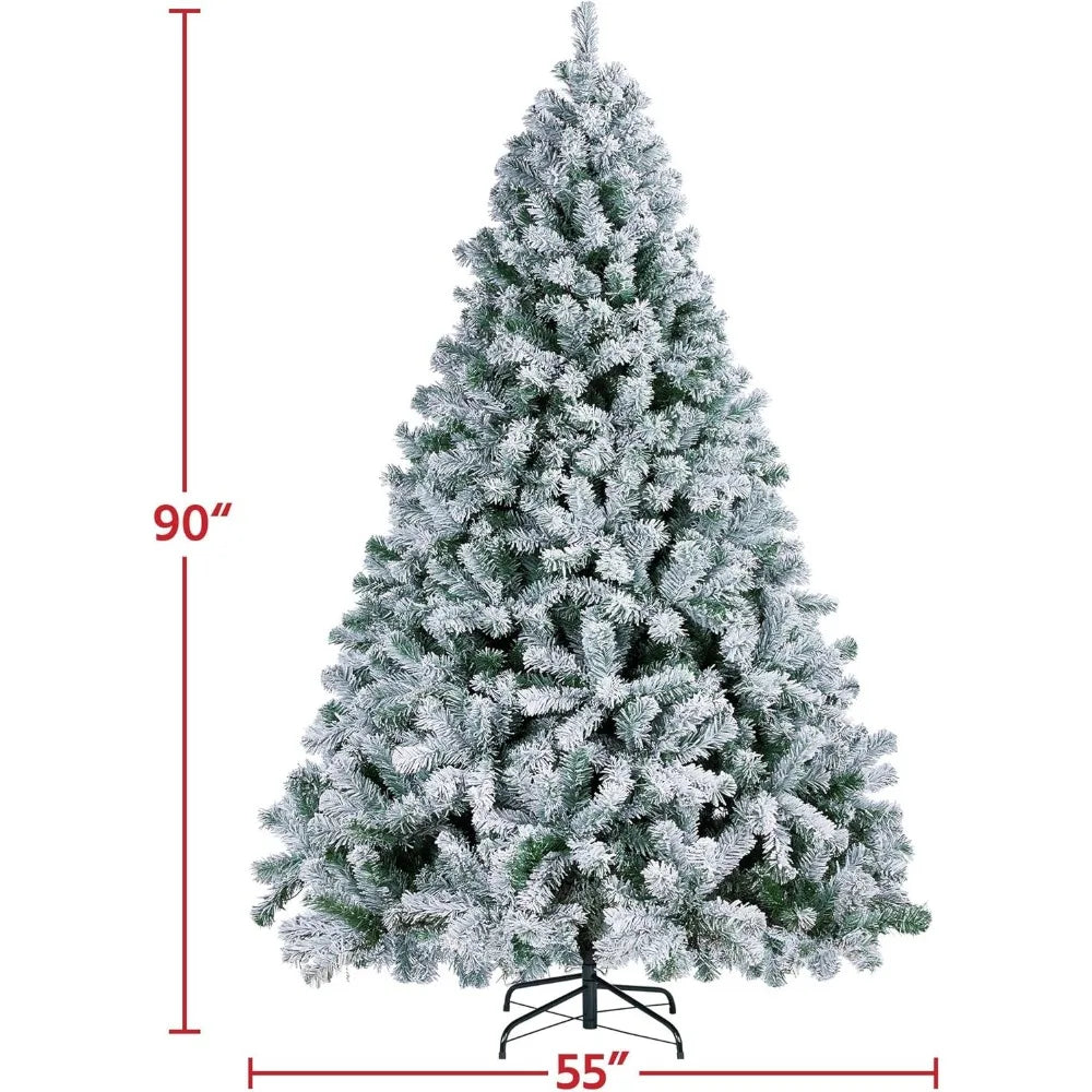 Enchanted Snow-Flocked Pre-Lit Christmas Tree - 7.5ft Warm White Elegance