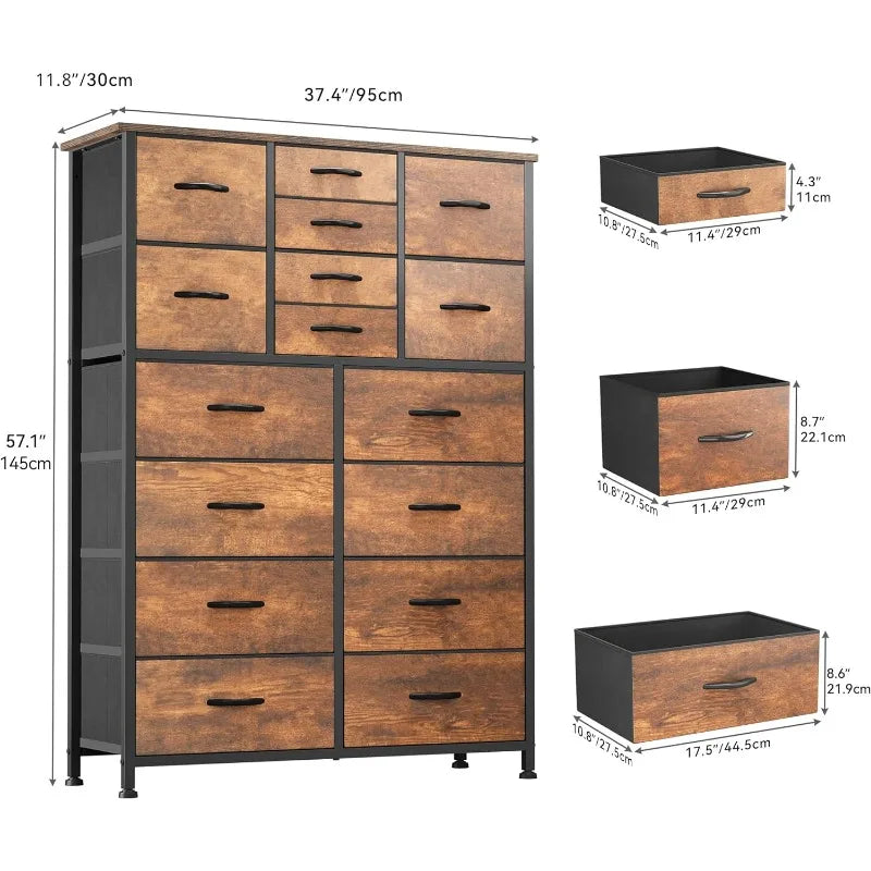 Elegant Tall 16 Drawer Dresser