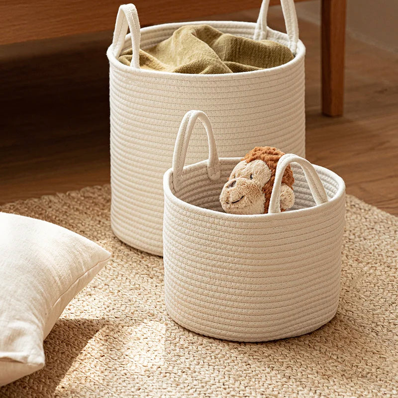 Minimalist Rope Woven Basket for Storage Sundries