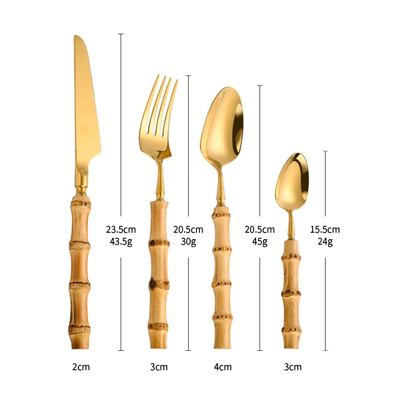 Charming Cutlery Set with a Bamboo Handle