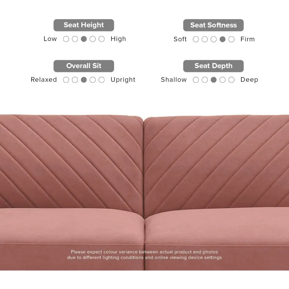 Modern Sofa with Chevron Tufting – Versatile 3-Seater Couch