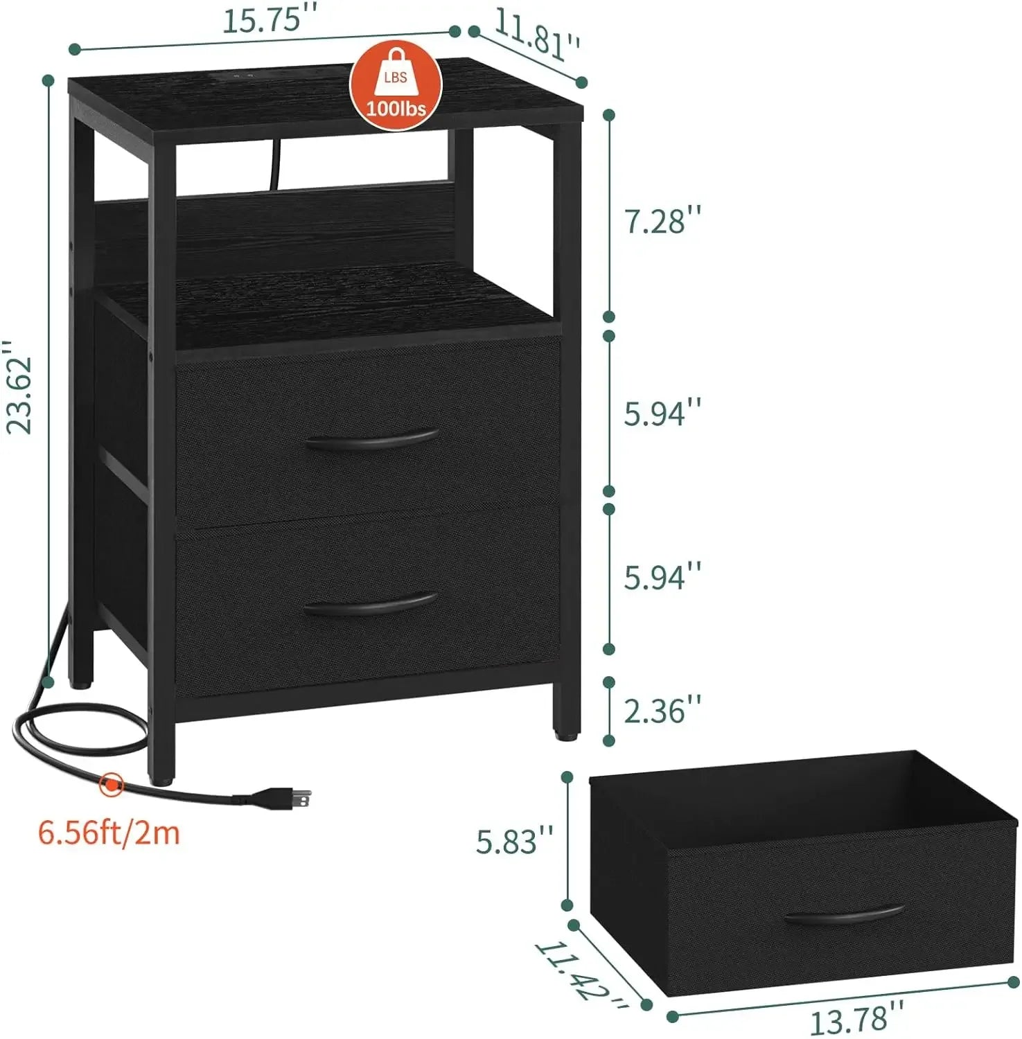 Bedside Table with Charging Station