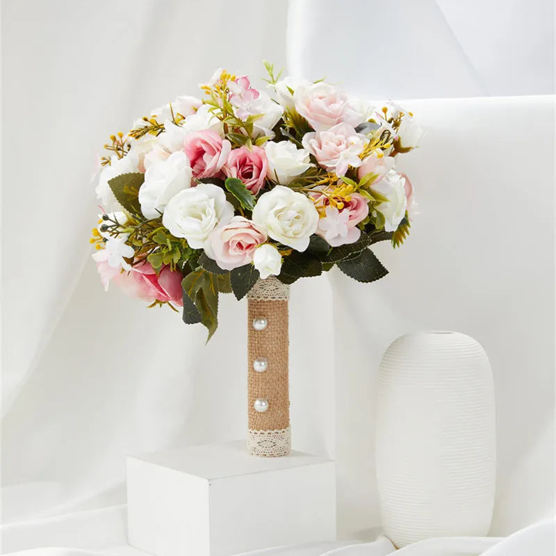 Pink Wedding Bouquet of Artificial Flowers