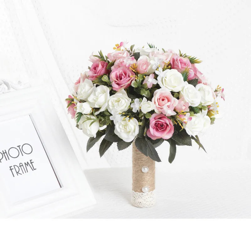 Pink Wedding Bouquet of Artificial Flowers