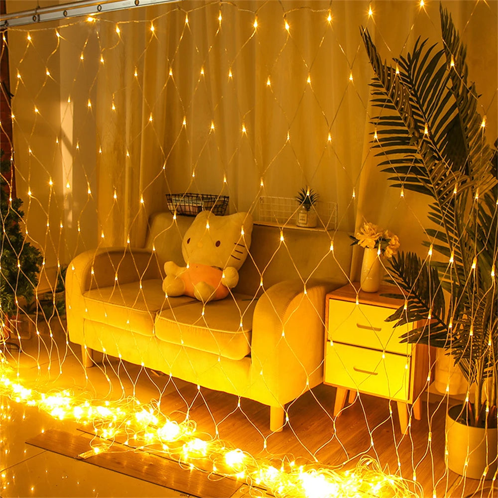 Waterproof LED Mesh String Lights – Outdoor Fairy Curtain for Christmas, Weddings, and Parties