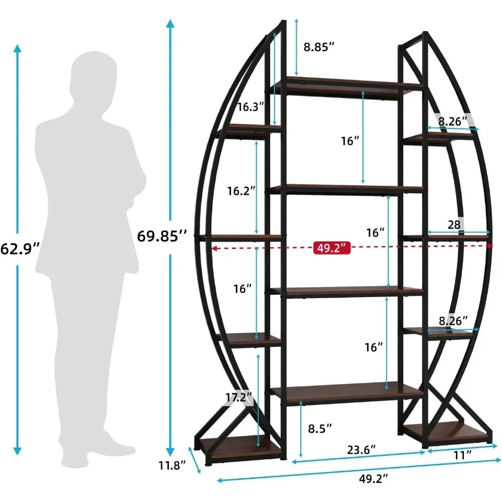 Modern Wood Oval Bookshelf