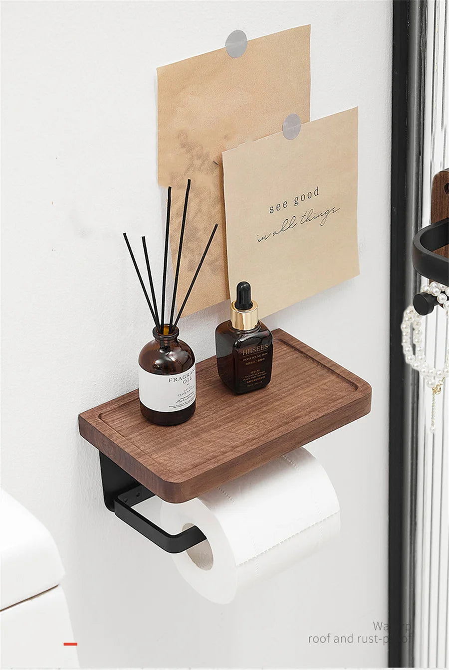 Wooden Toilet Paper Holder 