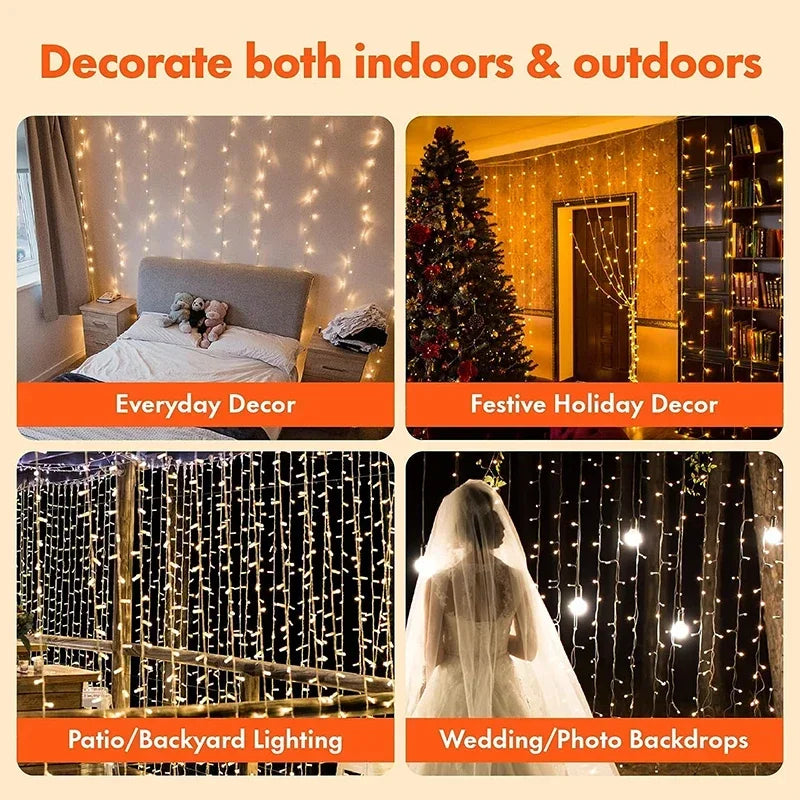 Magical 3M LED Curtain Fairy Lights - 8 Modes with Remote Control