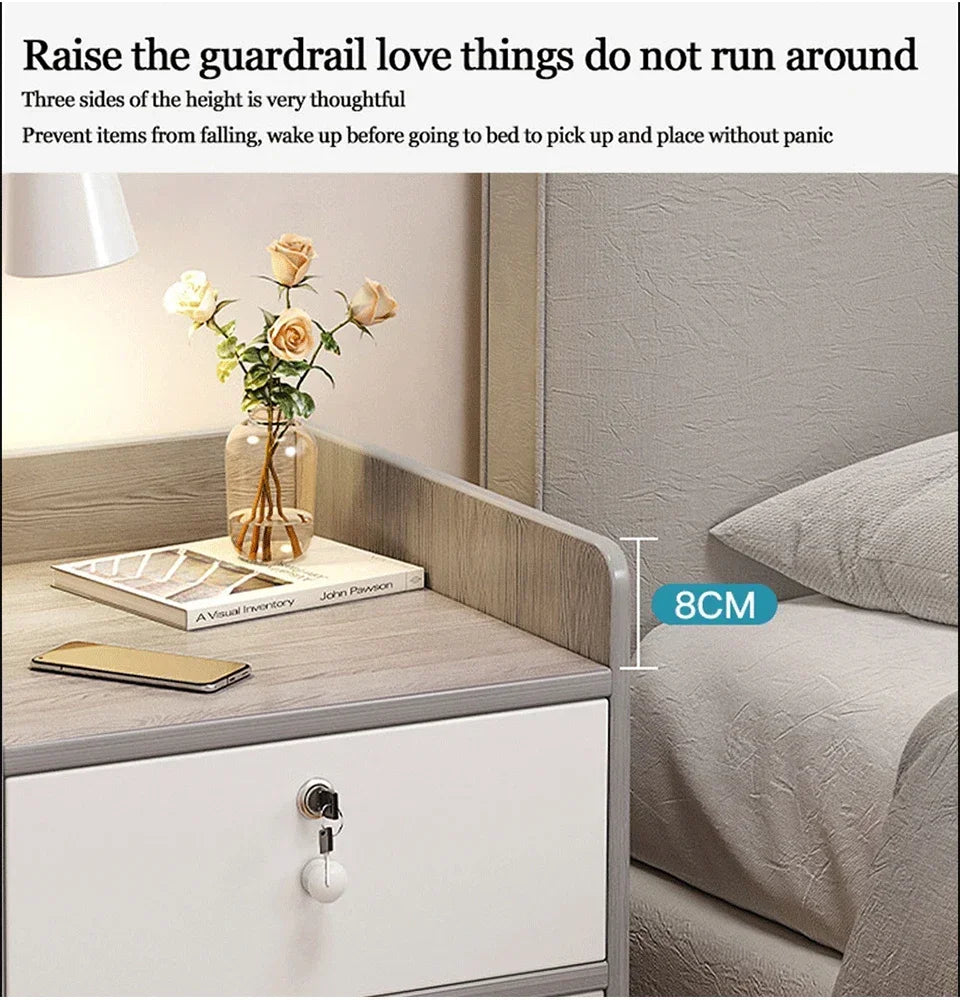 Minimalist Bedside Table with Lock