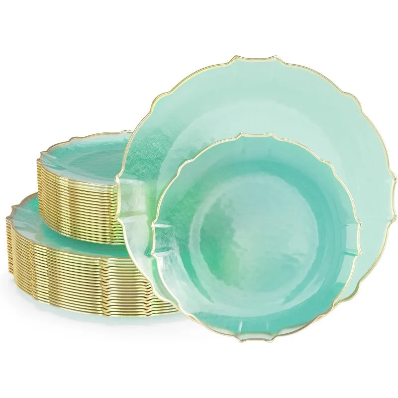 Elegant 80-Piece Tinted Plastic Plates