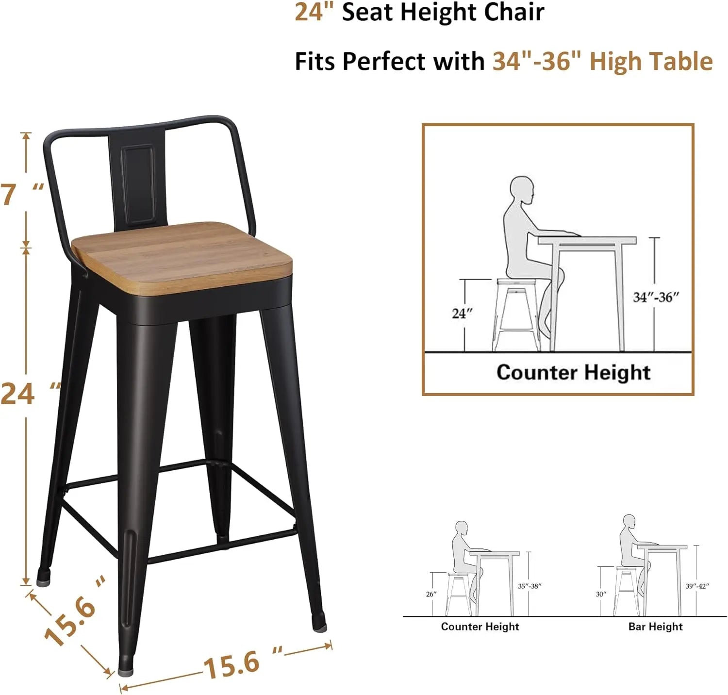 Practical Metal Bar Stools Set