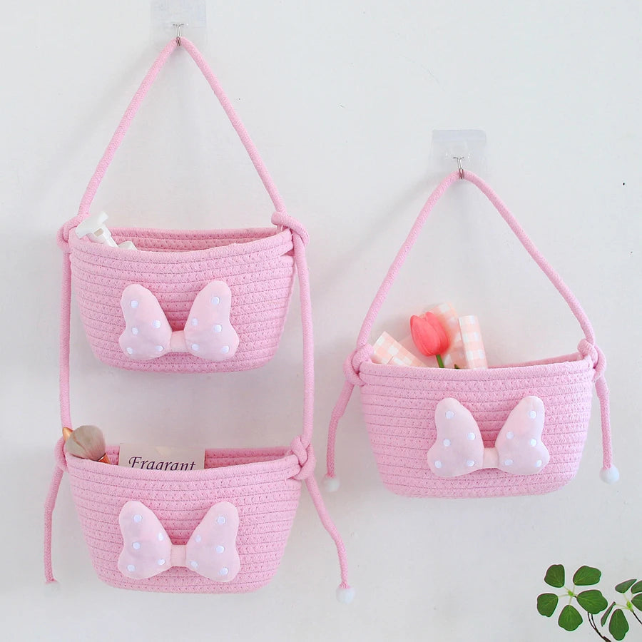 Cute Basket Storage Sundries with Bow