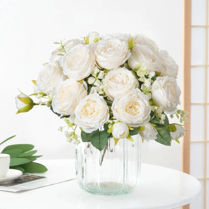 Chic Artificial flowers- White Peony Bouquet