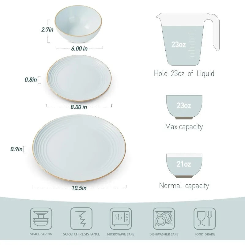 12-Piece Minimalist Hand-Painted Plates Set