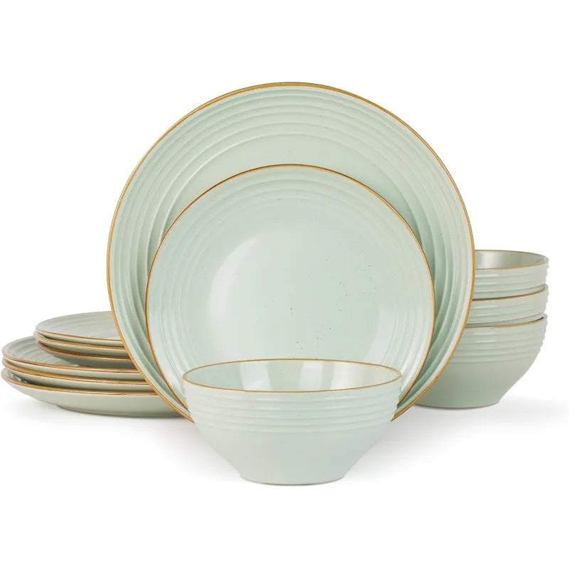 12-Piece Minimalist Hand-Painted Plates Set