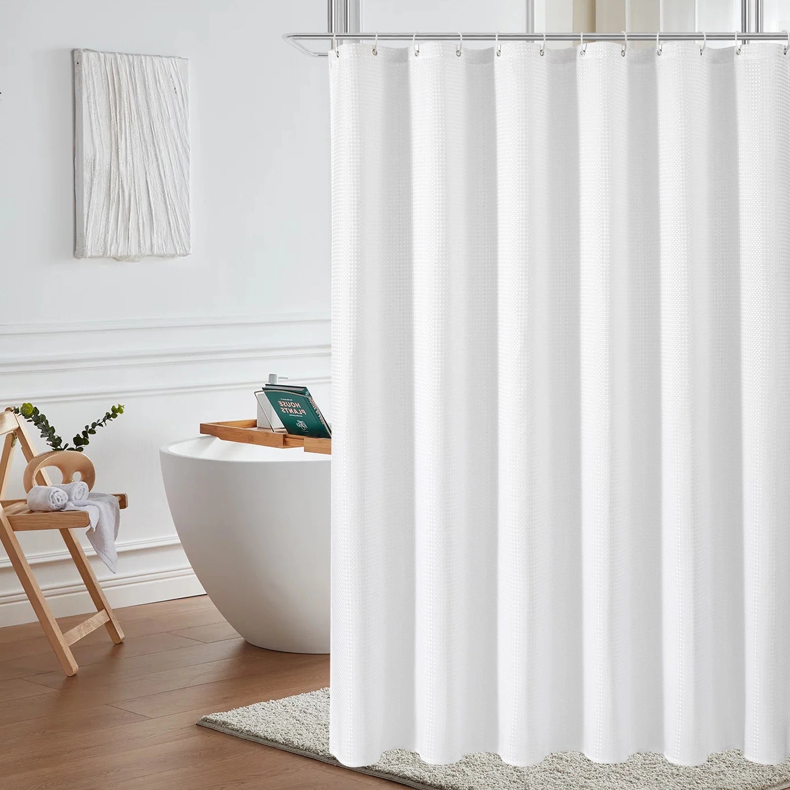 Classic Waffle Waterproof Shower Curtain