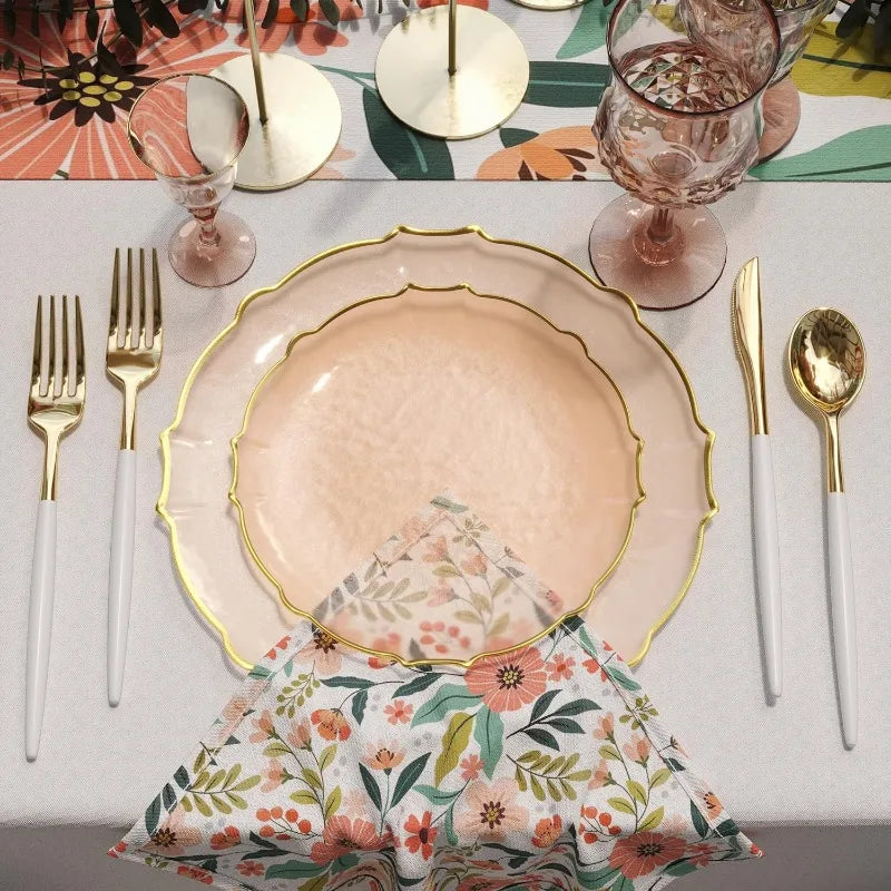 Elegant 80-Piece Tinted Plastic Plates