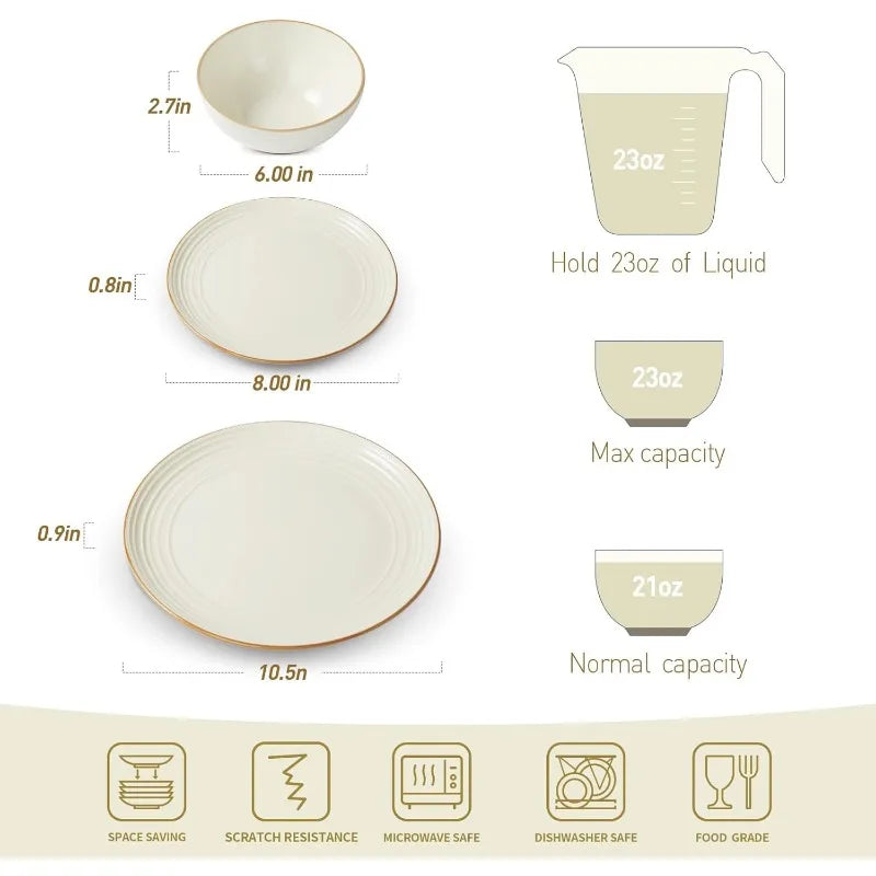 12-Piece Minimalist Hand-Painted Plates Set