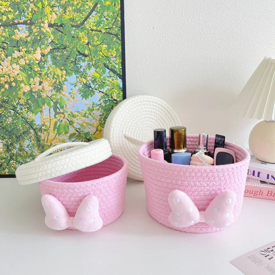 Cute Basket Storage Sundries with Bow