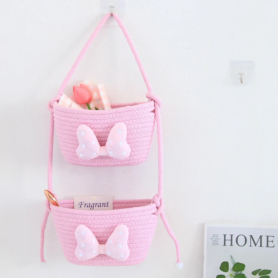 Cute Basket Storage Sundries with Bow