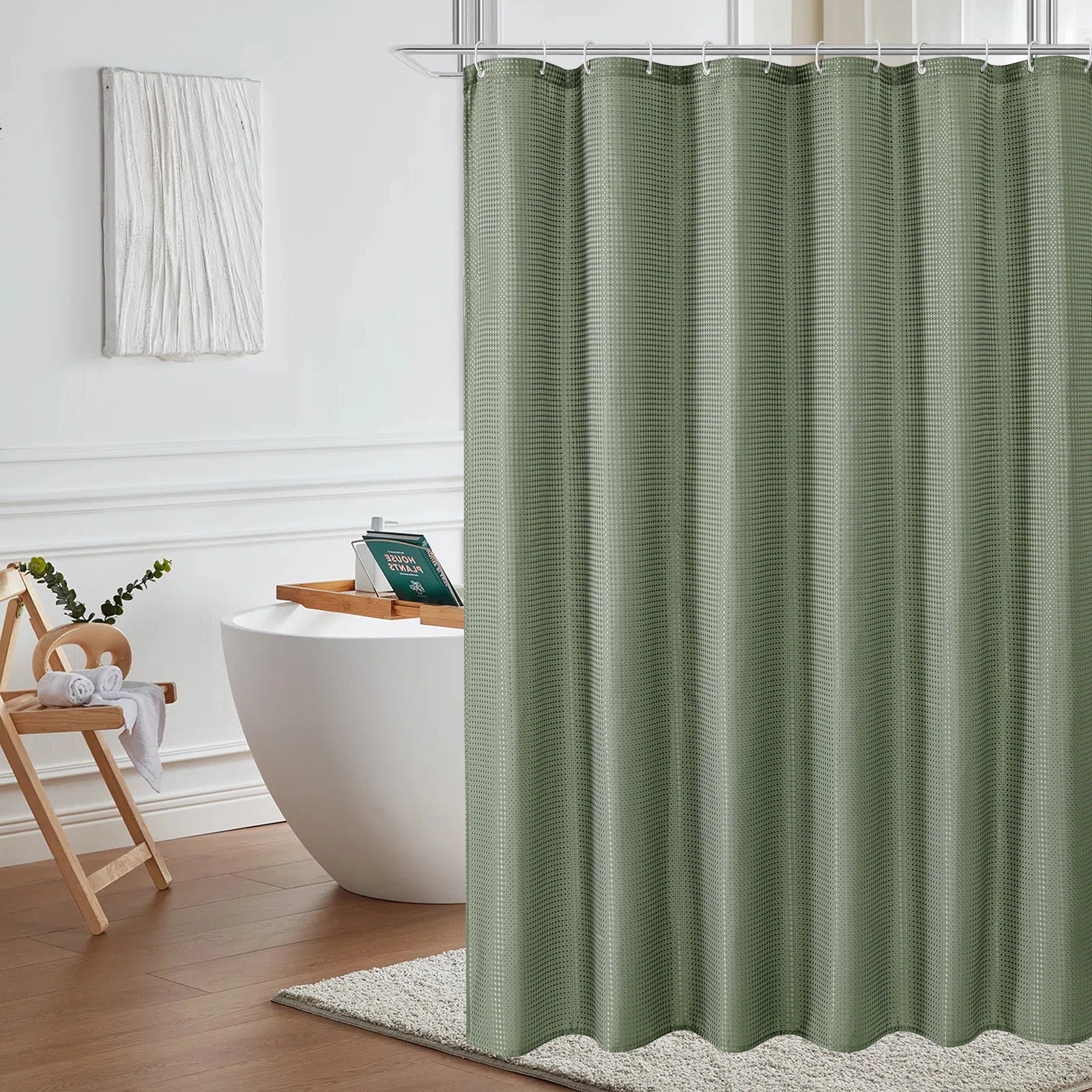 Classic Waffle Waterproof Shower Curtain