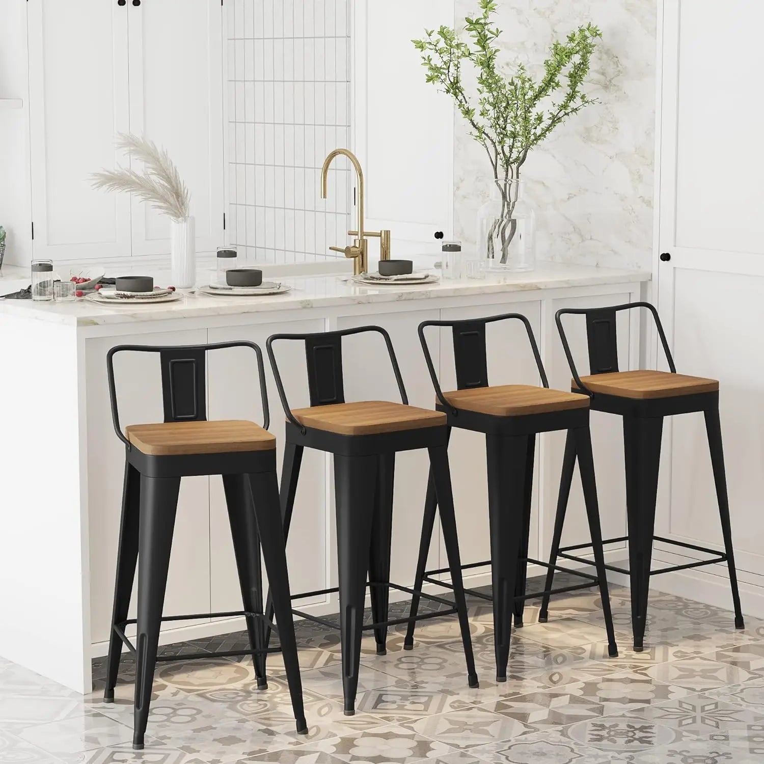 Practical Metal Bar Stools Set