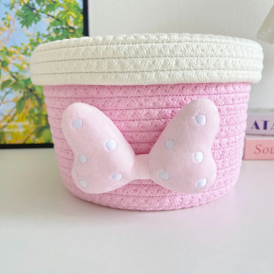 Cute Basket Storage Sundries with Bow