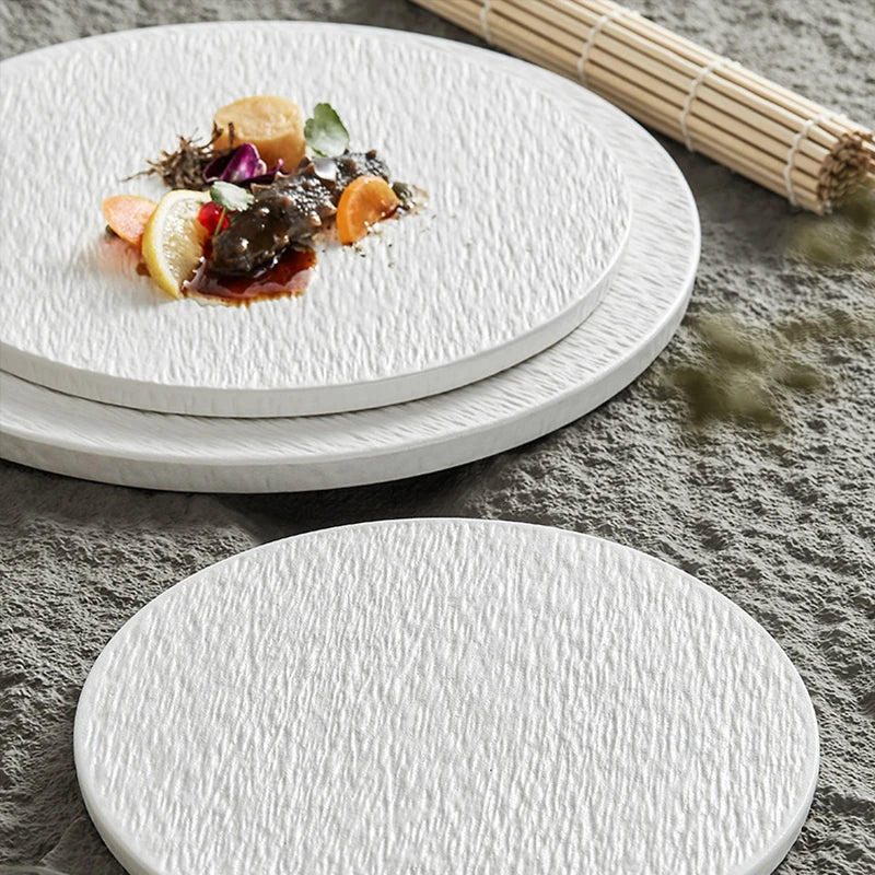 Thick Matte Stoneware Dinner Plates Set - 6PCS