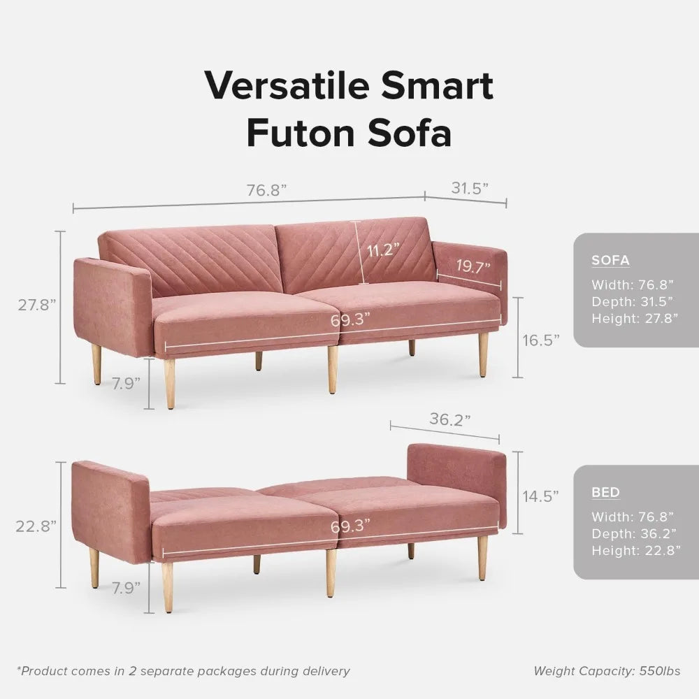 Modern Sofa with Chevron Tufting – Versatile 3-Seater Couch