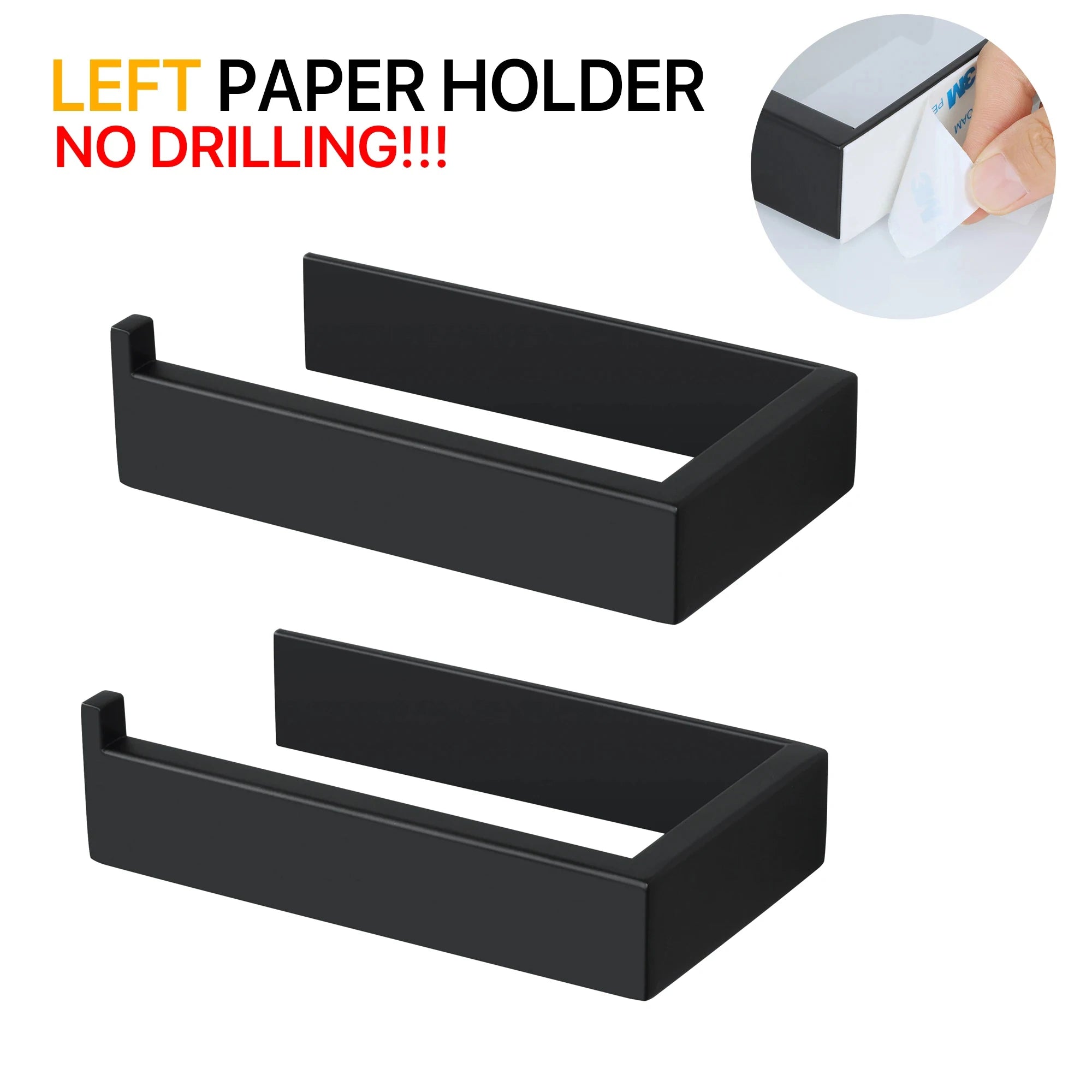 Black Stainless Steel Self-Adhesive Towel & Paper Holder