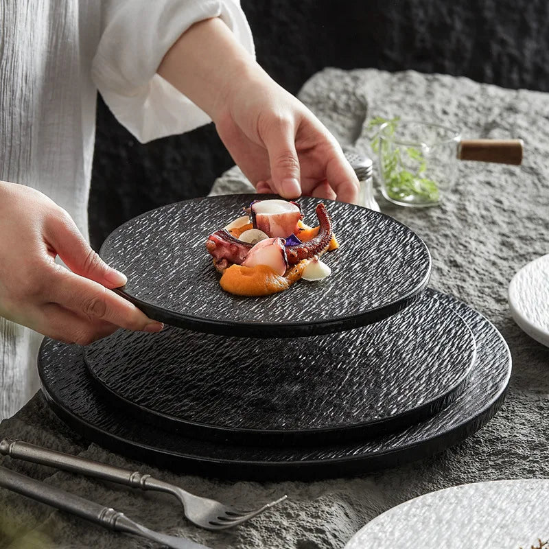 Thick Matte Stoneware Dinner Plates Set - 6PCS