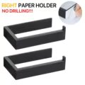 Black Stainless Steel Self-Adhesive Towel & Paper Holder