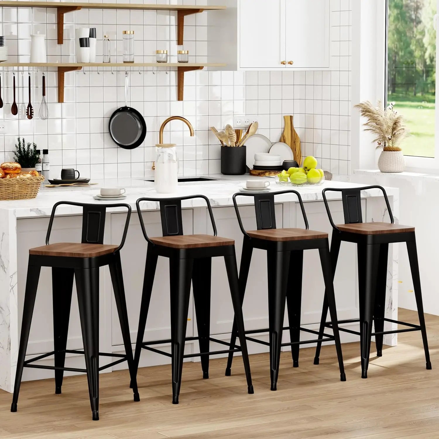 Metal Bar Stools Set