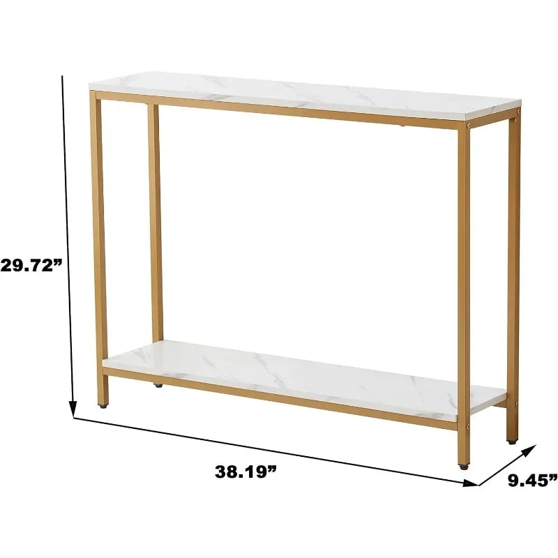 Stylish Marble Console Table with Golden Frame