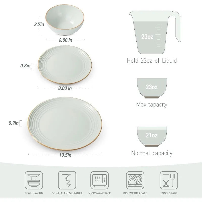 12-Piece Minimalist Hand-Painted Plates Set