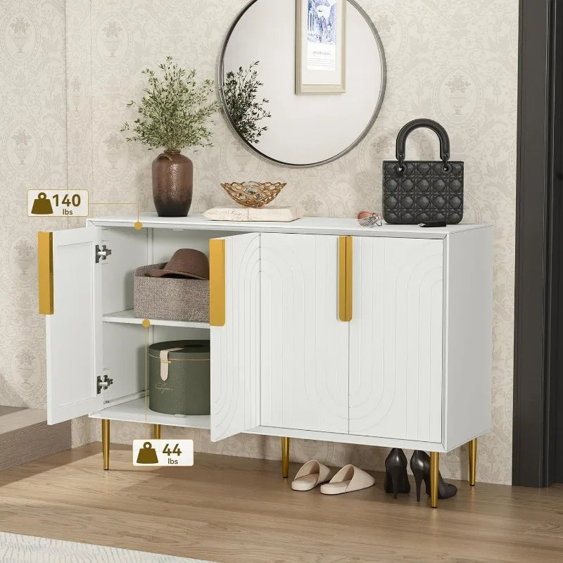 Gold-Legged Modern Solid Wood Sideboard